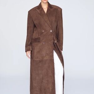 Ducie Aggie Suede Maxi Leather Coat SIZE XS